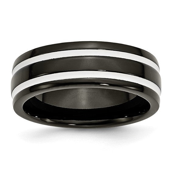Titanium 8mm Black IP-plated Polished Band size 11