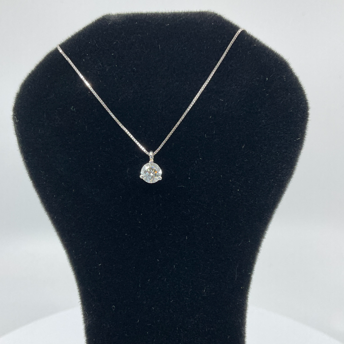 14kt White gold .47ctw J SI2 Martini set round brilliant diamond pendant