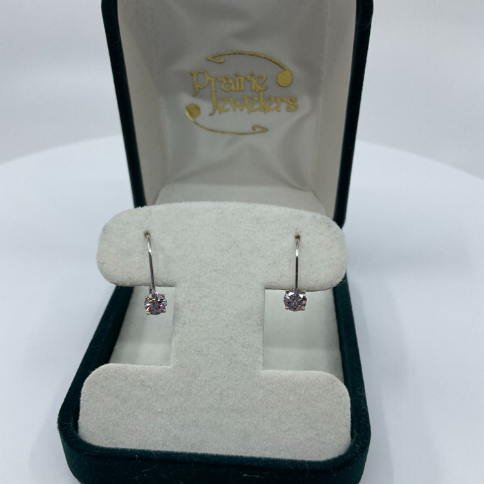 14kt White gold .66ctw Pink diamond earrings on lever backs