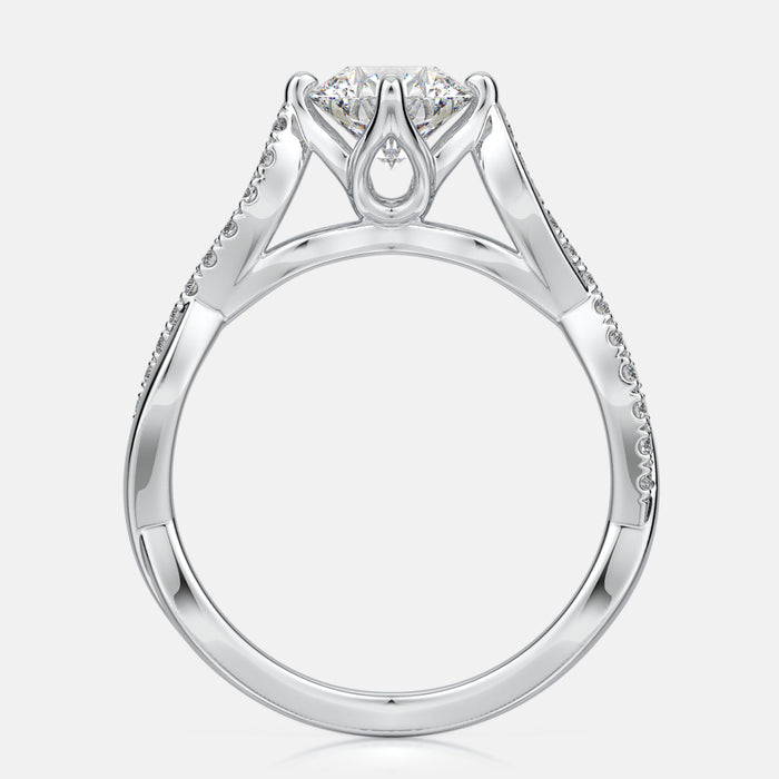 Twist half diamond shank 4 prong Mounting set with 24 round brilliant diamonds totaling 0.11 carats
