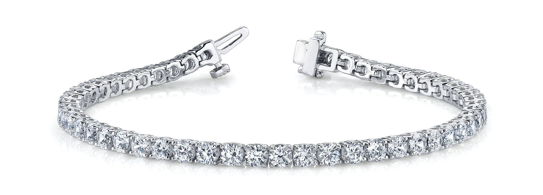 14kt White Gold lab grown diamond 5.88ctw 56 stone line bracelet