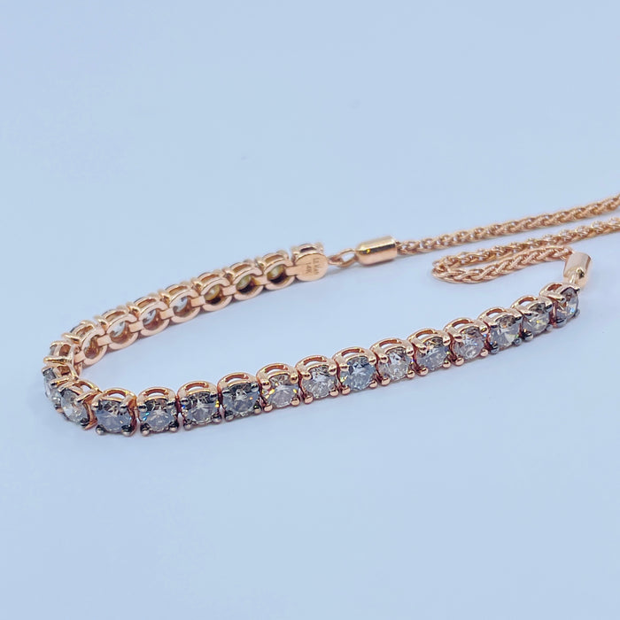14kt Rose Gold 4ctw  Diamond Bolo Bracelet