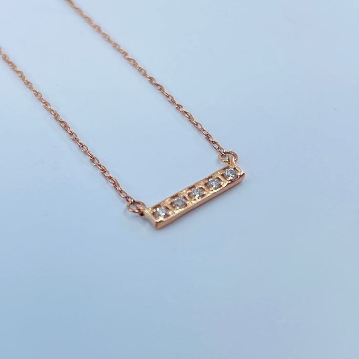 10kt Rose Gold 5 Diamond .06ctw Bar Necklace