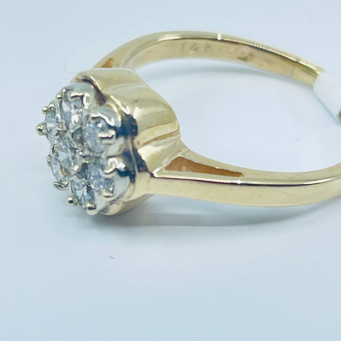 14kt Yellow Gold Diamond cluster ring .35ctw