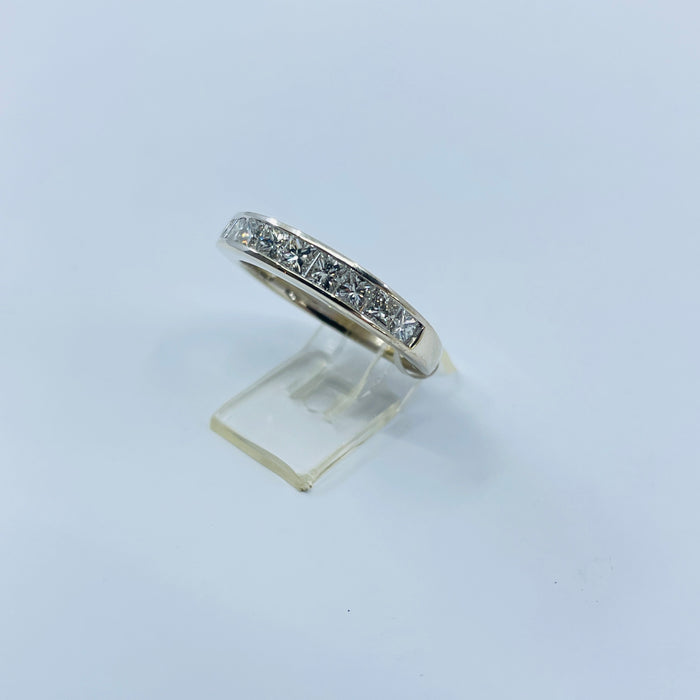 14kt White Gold 9 Princess cut Diamond band