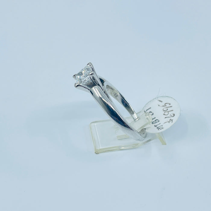 14kt White Gold .96ct Princess cut cathedral mount engagement Ring