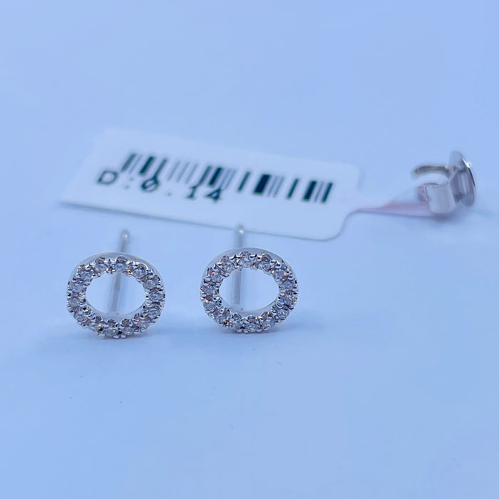 14kt White Gold .14ctw diamond “O” Earrings