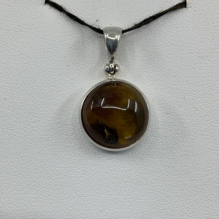 Sterling silver Round Sumatra Amber Pendant