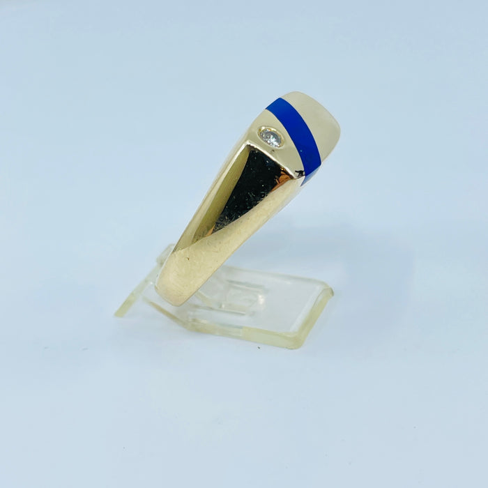 14kt Yellow Gold Lapis and Diamond ring