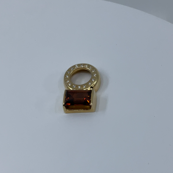 14kt Yellow Gold 7.92ct fancy color Zircon and diamond pendant slide