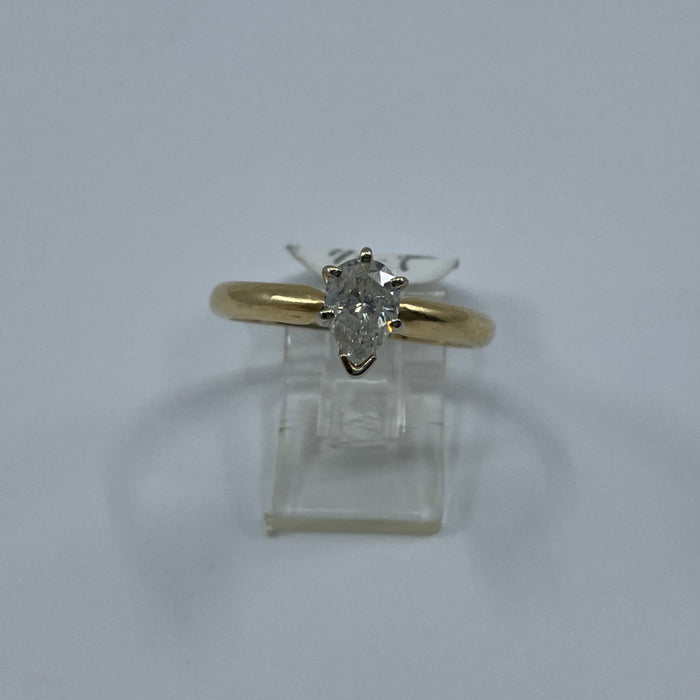 14kt Yellow Gold pear shaped diamond solitaire