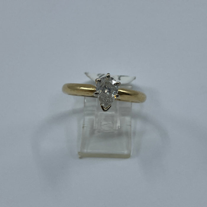 14kt Yellow Gold pear shaped diamond solitaire