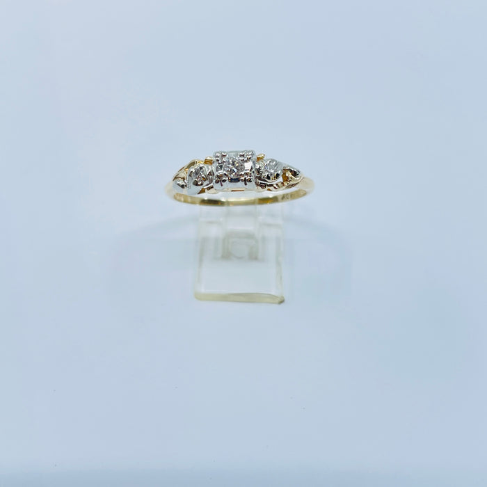 14kt Yellow Gold 3 diamond Engagement Ring