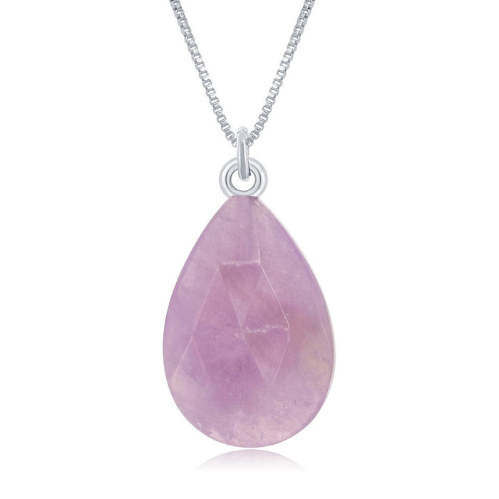 Sterling Silver Faceted Pear Shape Amethyst Necklace