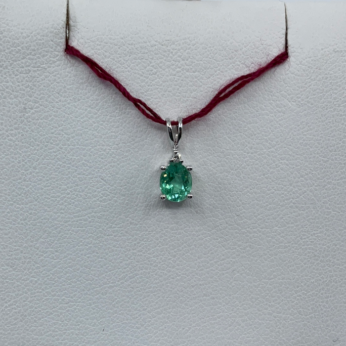 14kt White Gold .66ct oval Tourmaline and diamond pendant