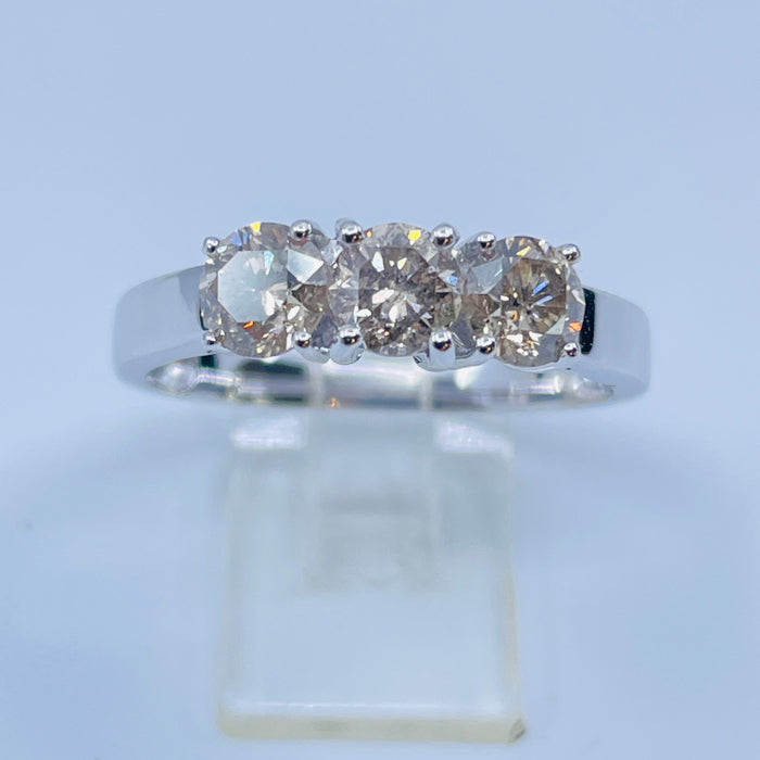 14kt White Gold 1.25ctw 3 diamond band