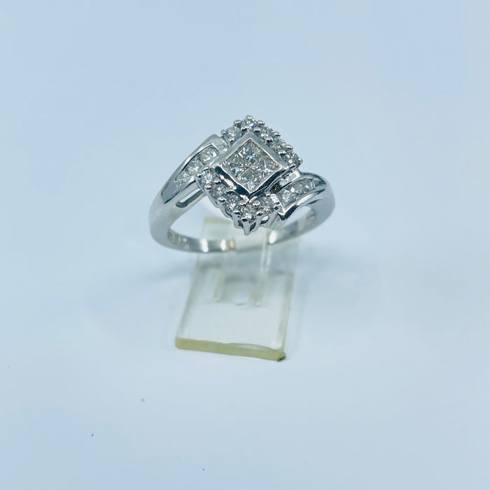 14kt White Gold 1/2ctw multi diamond bypass Ring
