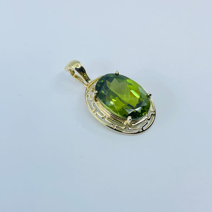 14kt Yellow Gold 14x10mm Oval Peridot Pendant/Enhancer