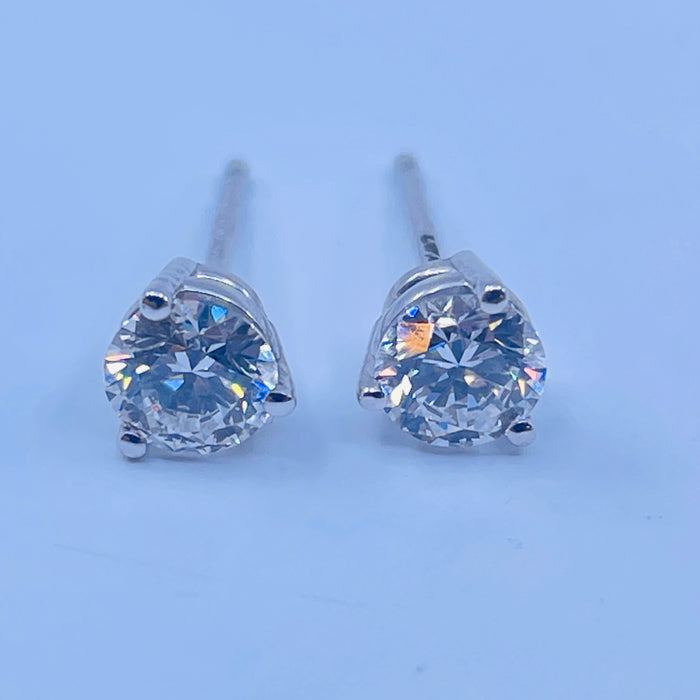 14kt White Gold  .58ctw FG VS Martini set LG Diamond stud Earrings