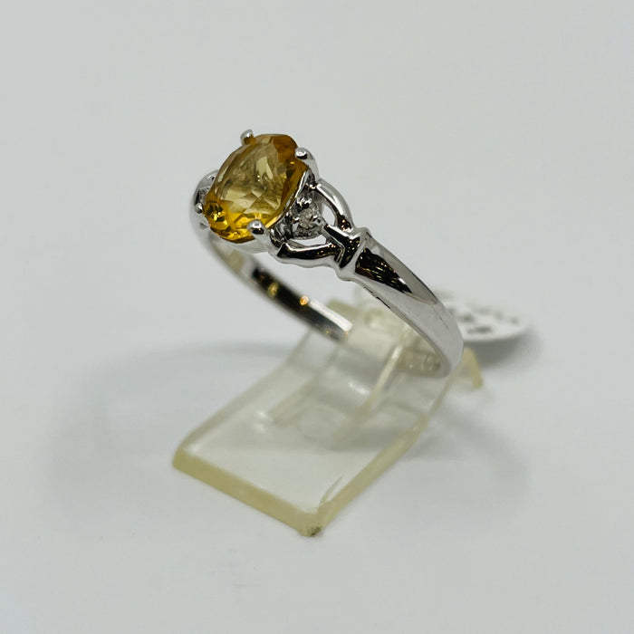 14kt White Gold Citrine and Diamond Ring