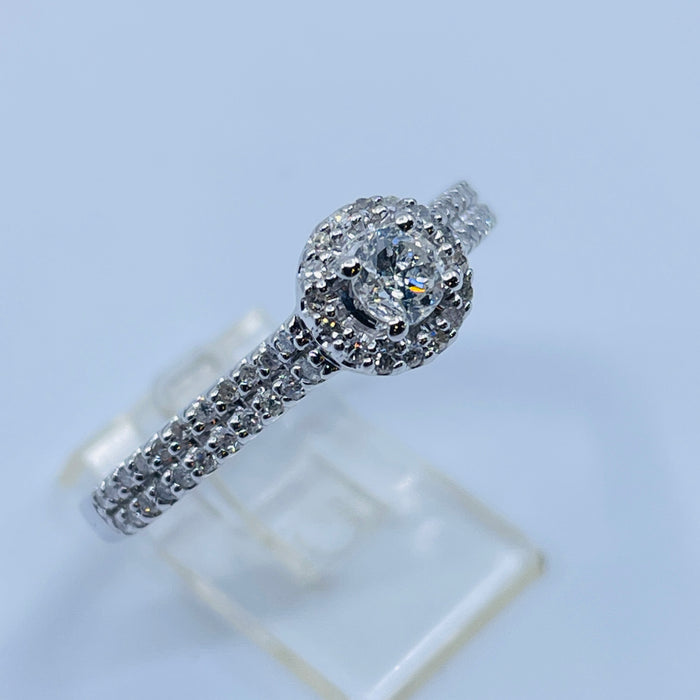 14kt White Gold Diamond halo ring
