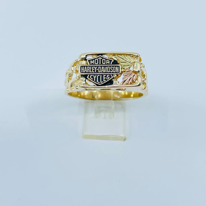 10kt Tricolor Gold “Harley Davidson” nugget Ring