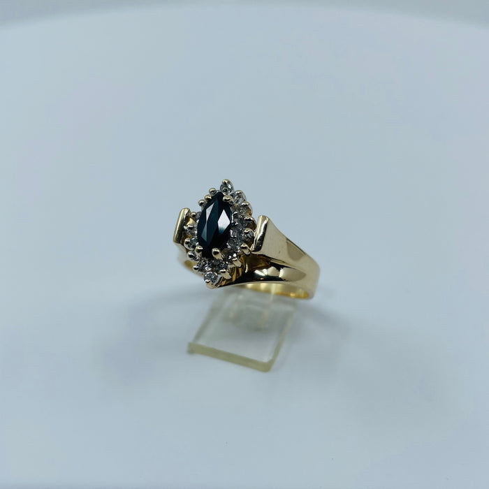 14kt Yellow Gold MQ Sapphire and Diamond Ring