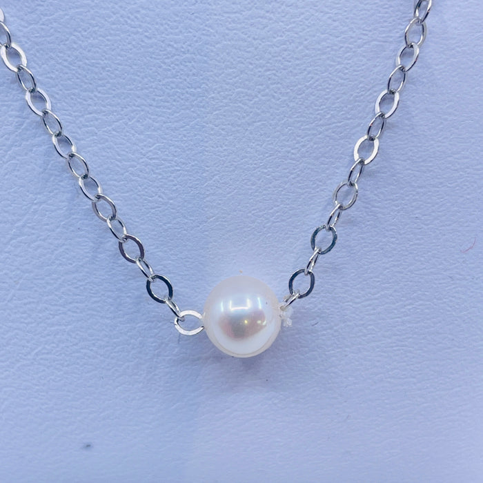 16” Sterling Silver 5mm Promise Pearl Necklace