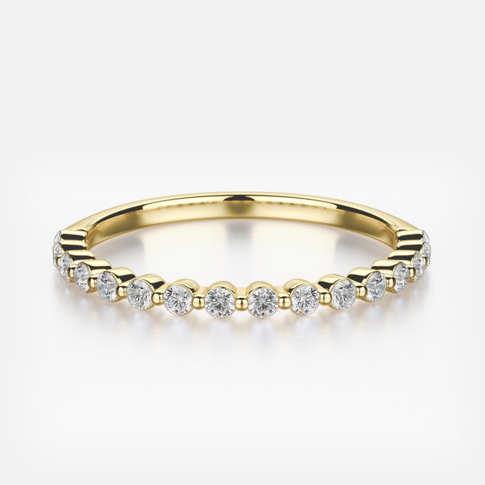 Half-way plus one single shared prong Diamond Band. .33ctw