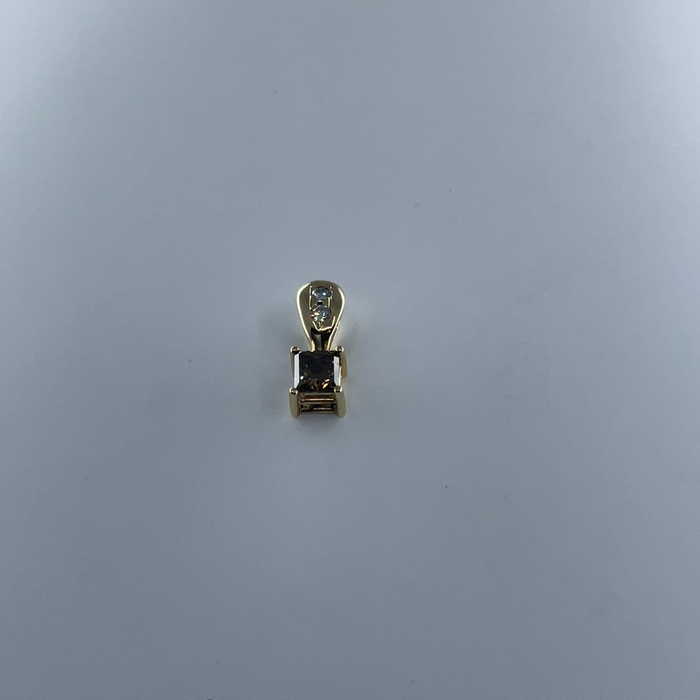 14kt Yellow Gold custom princess cut .59ct diamond pendant