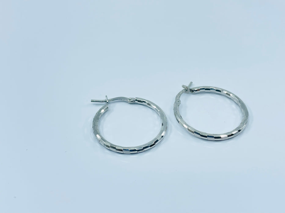 Sterling Silver 24mm faceted hoop earrings