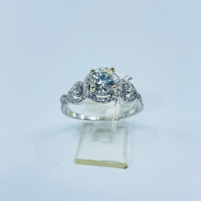 14kt White Gold diamond halo Engagement Ring