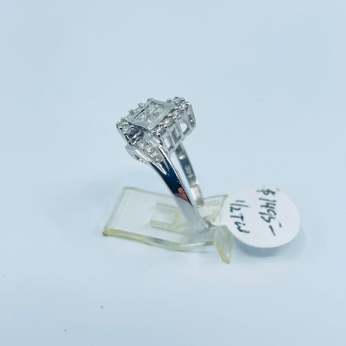 14kt White Gold 1/2ctw multi diamond bypass Ring