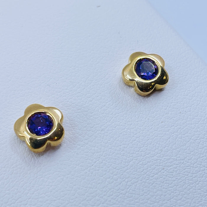 14kt Yellow Gold Amethyst Earrings