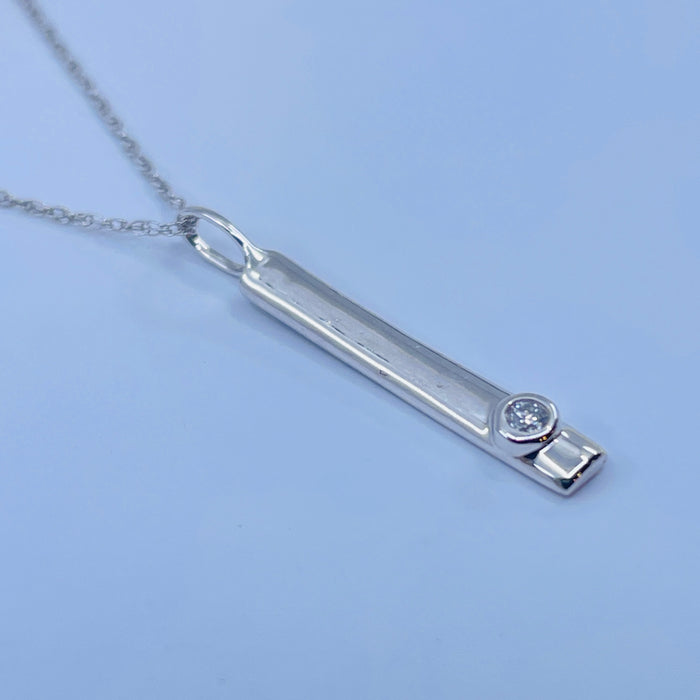 10kt White Gold Diamond bar Pendant