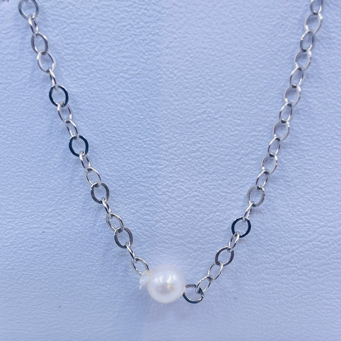 16” Sterling Silver 3mm Promise Pearl Necklace