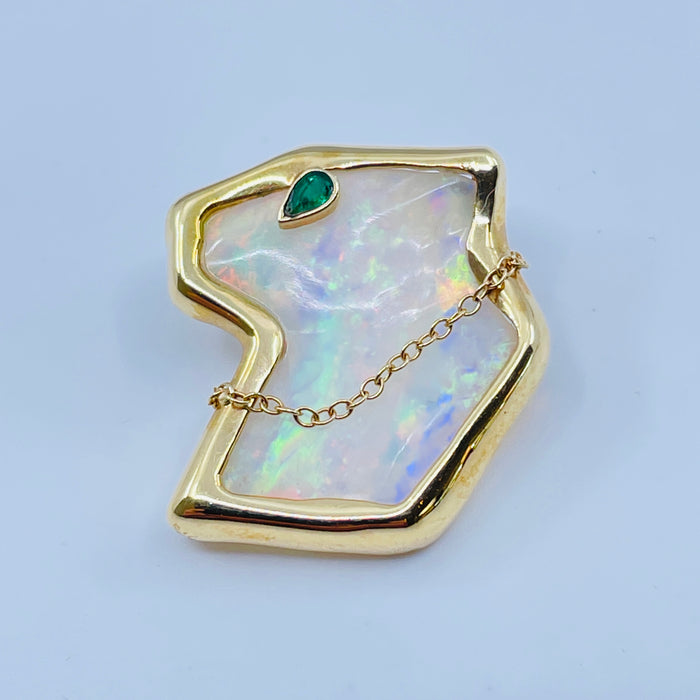 14kt Yellow Gold Opal and Emerald Pendant