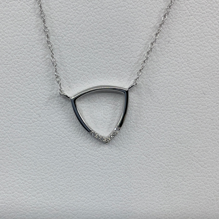 10kt White Gold Triangle shaped diamond pendant