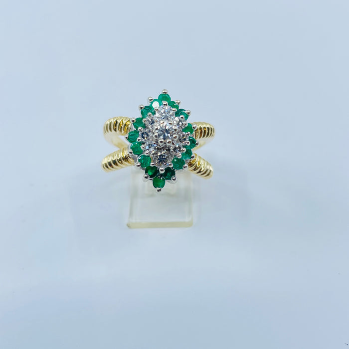 14kt Yellow Gold Emerald and Diamond Ring