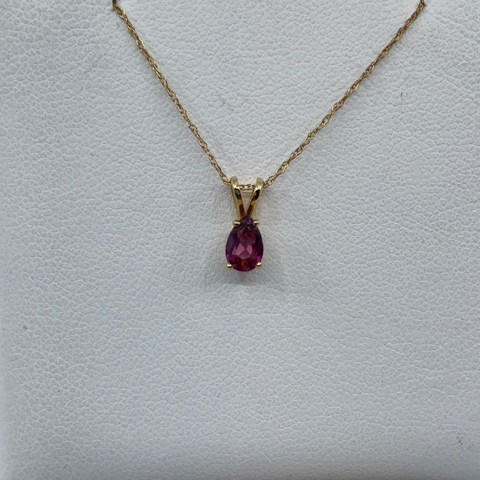 14kt Yellow gold pear shaped grape Garnet pendant