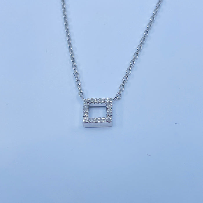 Sterling Silver .05ctw square Pendant