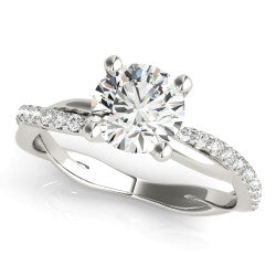 14kt White Gold lab grown diamond Twisted shank engagement ring