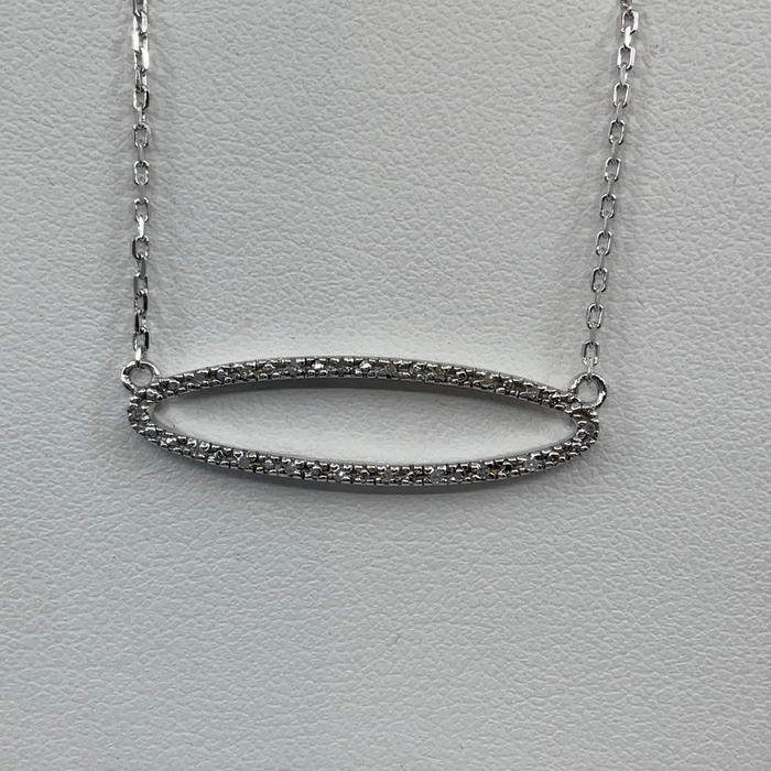 Sterling silver Diamond Oval Necklace