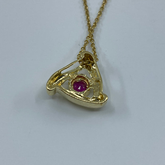 14kt Yellow Gold fancy custom Ruby pendant