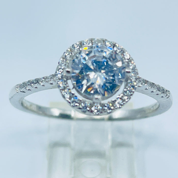 Sterling Silver CZ halo ring