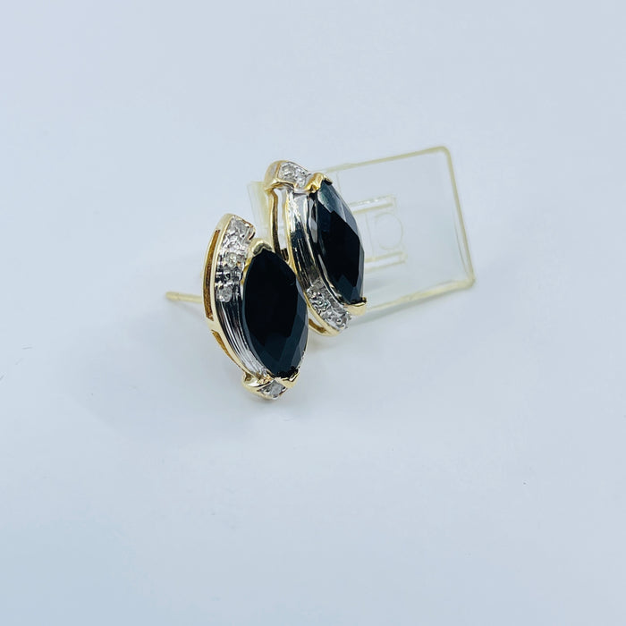 10kt Black Onyx and Diamond Earrings