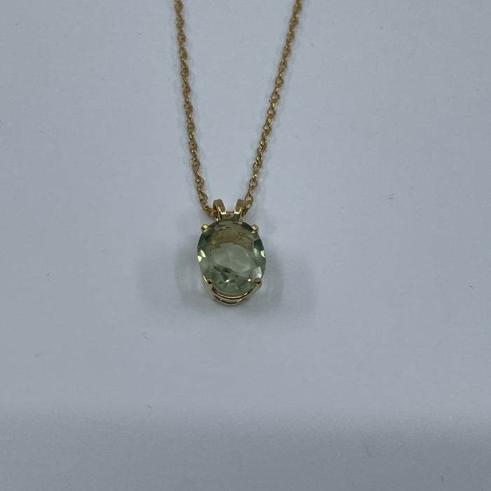 14KT Yellow Gold Tourmaline Lime Oval Pendant