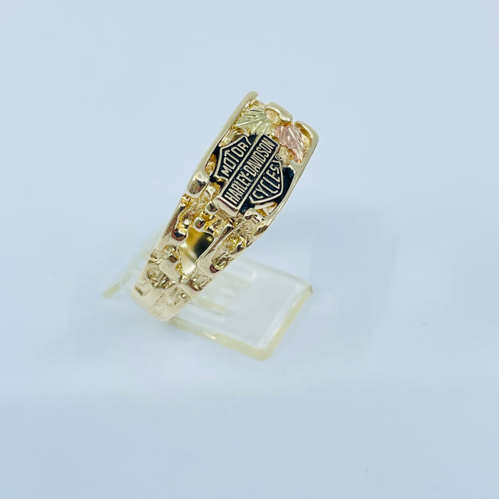 10kt Tricolor Gold “Harley Davidson” nugget Ring