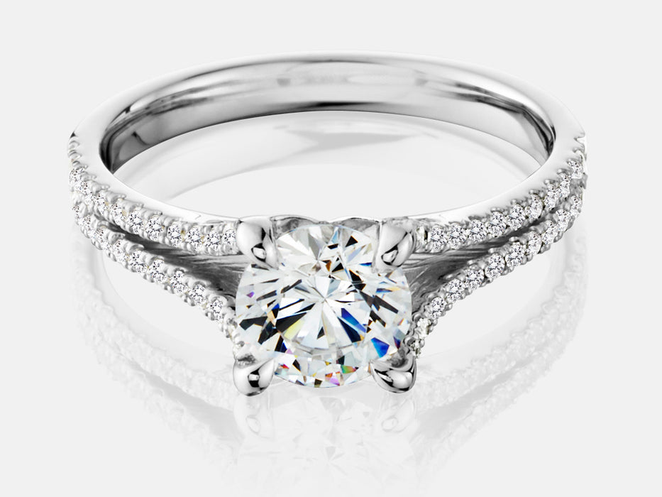 Split shank 52 diamond engagement ring set with no less than 0.23 Mounting