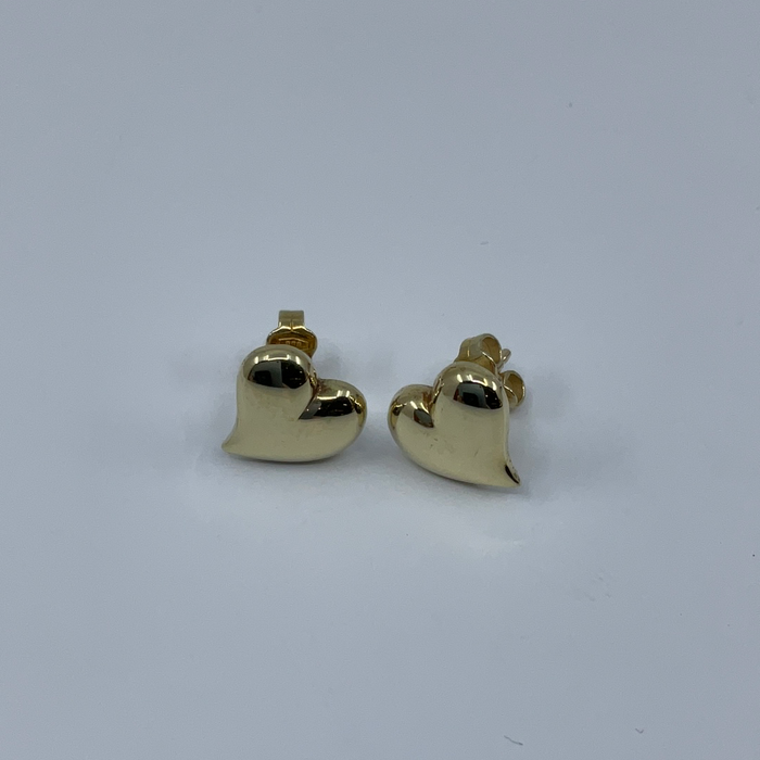 14kt Yellow puffed heart earrings